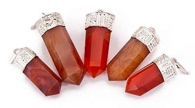 5 Pieces Carnelian Pencil Point Pendant Set - 1.5"L