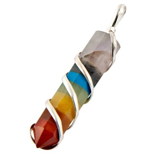 2 Pieces Seven Chakra Bonded Pencil Wrap Pendant