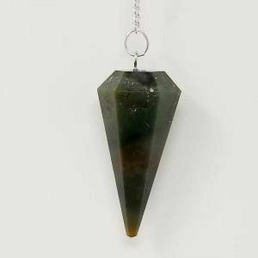 Moss Agate Pendulum with Chain(4PACK)