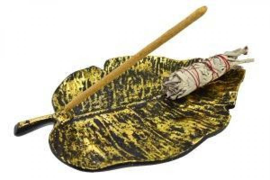 Golden Metal Leaf Incense/Smudge Burner