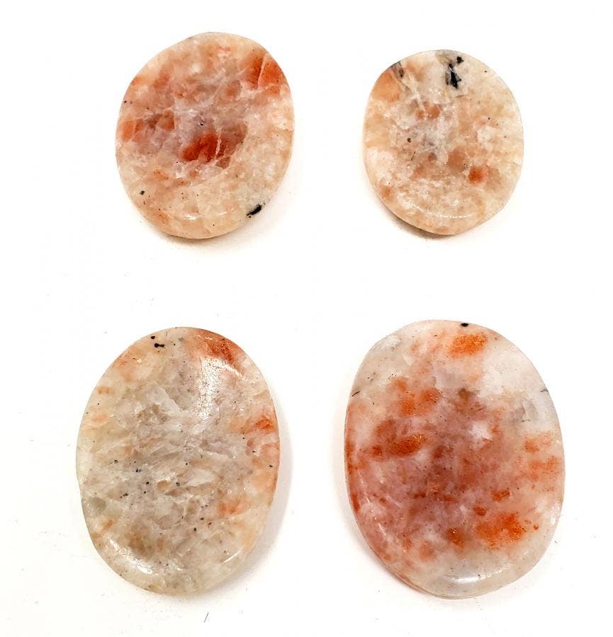 Worry Gemstone - Sunstone Oval Stones (4 Pack) 1-1.5"L