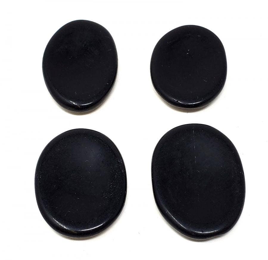 Worry Gemstone - Black Agate Oval Stones (4 Pack) 1-1.5"L