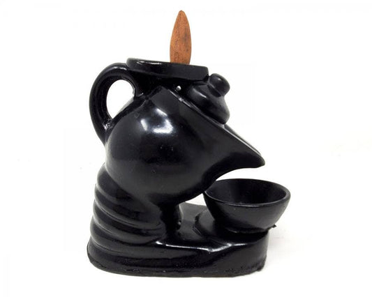 Coffee Pot Polyresin BACK FLOW Incense Cone Burner 5" High x