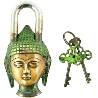 Lord Buddha Tibetan Antique Lock - 3"W, 6"H