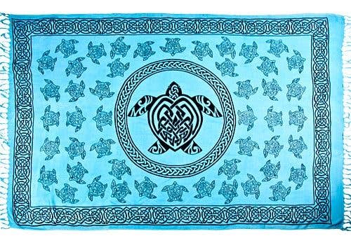 Celtic Turtle in Turquoise Scarves / Altar Cloth Set - 42x68