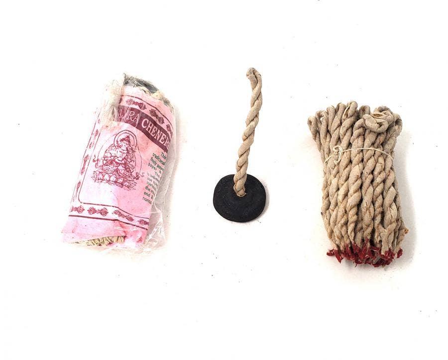 Tibetan Rope Incense - Chenerezig(45 Ropes) with Burner