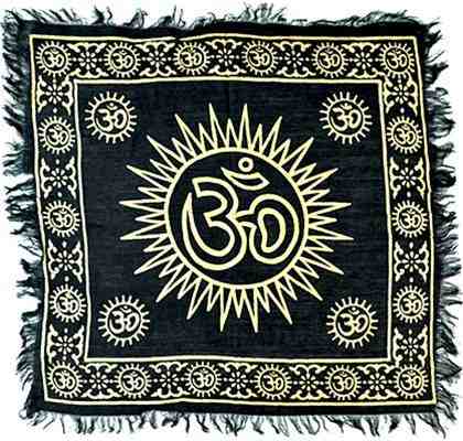 Gold Om Symbol Altar Cloth - 18" x 18"