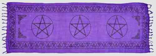 3 Pentacle in Purple Scarve / Altar Cloth - 22" x 68"