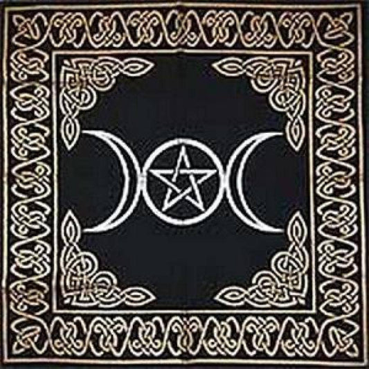 Triple Moon With Pentagram Altar Cloth - 24" x 24"