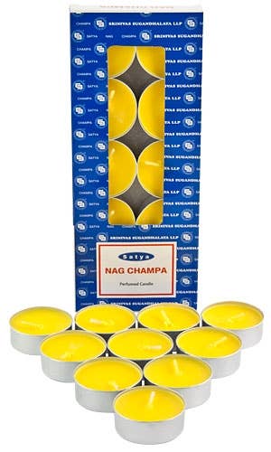 Satya Nag Champa Tea Light Candles (10 Per Pack)