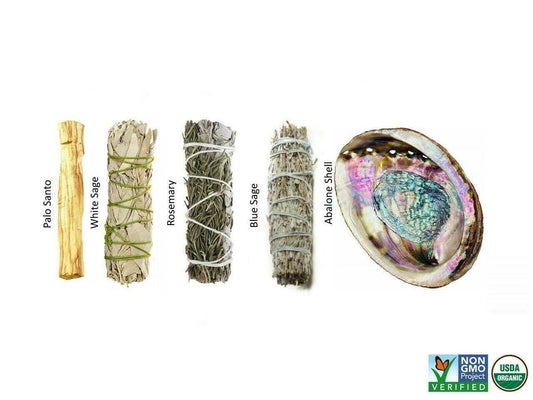 BESTSELLER KIT White Sage Stick, Blue Sage, Rosemary, Palo Santo