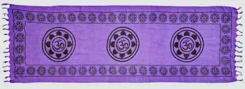 3 Lotus Om Symbol in Purple Scarve / Altar Cloth - 22" x 68"