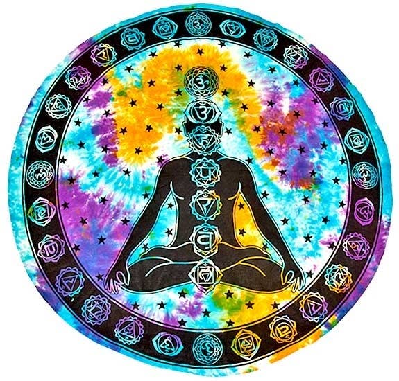 Seven Chakra Tapestry (Tie Dye) - 60" Round