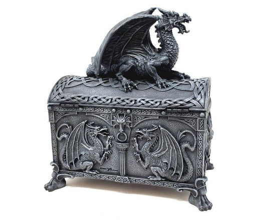 Celtic Dragon Chest Box 6 3/4 x 4 3/8 x 7 1/4"