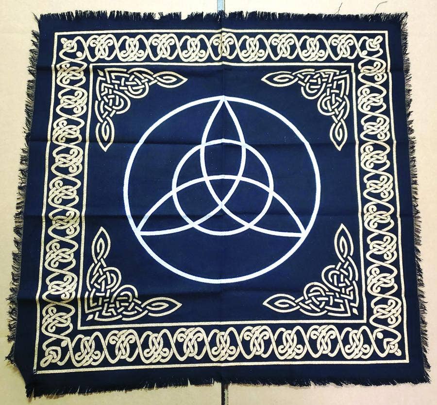 Triquetra Altar Cloth- 24" x 24" (Gold/Silver on Black )