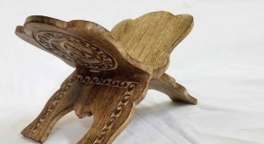 Triquetra Book Holder Carved Wood 15"