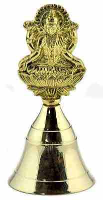 2 Pieces Laxmi Brass Altar Bell - 4"H