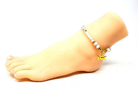 Howlite - Triple Moon Anklet