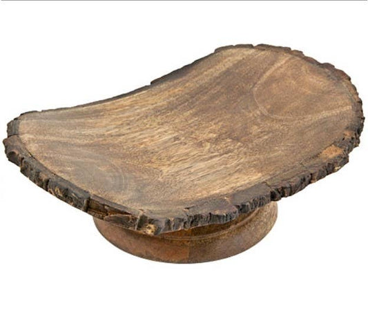 Wooden Tray with Natural Bark - 9" x 6" x 3"