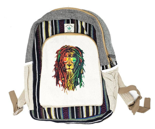 HEMP Lion Face Backpack 18"H 12"W, THC FREE Quality Backpack