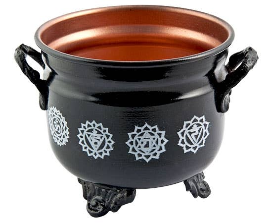 Seven Chakra Metal Cauldron - 4.5"D, 4'H