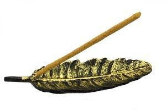 Golden Metal Narrow Leaf Incense/Smudge Burner