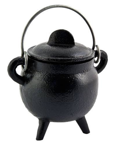 Cast Iron Cauldron with Lid - 4.5"H, 2.75"D