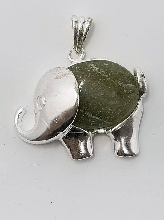 Elephant Green Aventurine gemstone Pendant 1.5" W x 1"