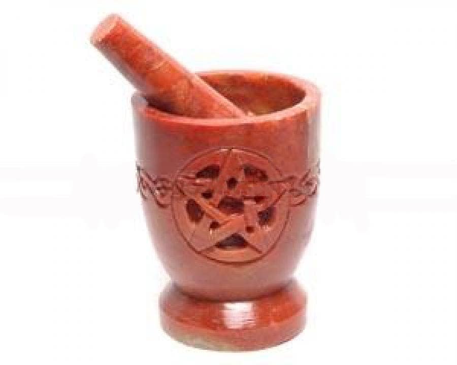 Pentacle Knot Carved Mortar & Pestle 3"D