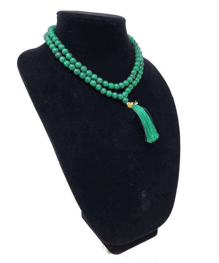 Malachite Gemstone Necklace/Prayer Mala (108 beads)