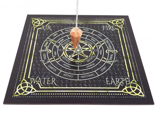 Celtic Design w/ Triple Moon Sign Pendulum / Altar Board 8"