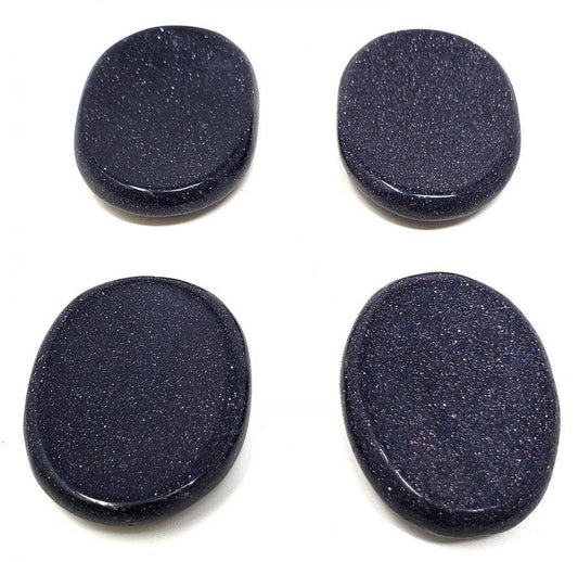 Worry Gemstone - Blue Gold Stone Oval Stones (4 Pack) 1-1.5"