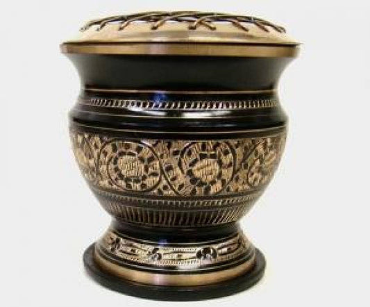 Carved Brass Screen Charcoal Burner w/Coaster- 4"H