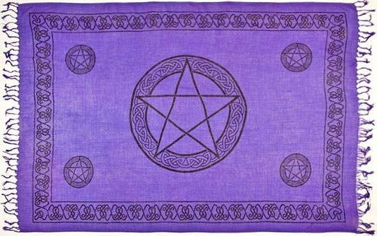 Pentacle in Purple Scarve / Altar Cloth - 42" x 68"