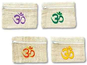 4 Pieces Om Hemp Coins Bag Set - 4.5"x3.5"