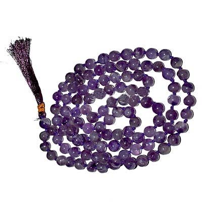 Amethyst Knotted Prayer Mala - 8mm