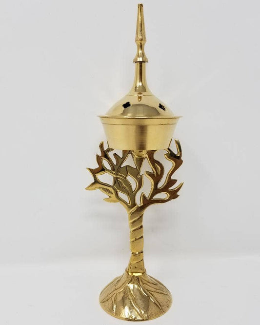 Tree of Life Brass cone Burner 7.5"H