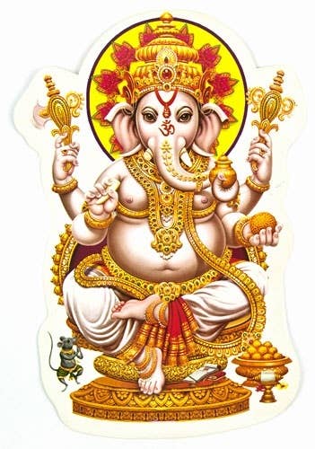 Lord Ganesh Sticker - 4" x 6.75" (10 Per Pack)