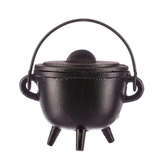 Cast Iron Cauldron with Lid 4.5"D 4.25"H