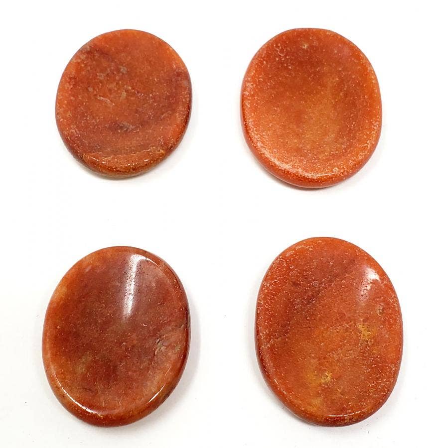 Worry Gemstone - Red Aventurine Oval Stones (4 Pack) 1-1.5"L