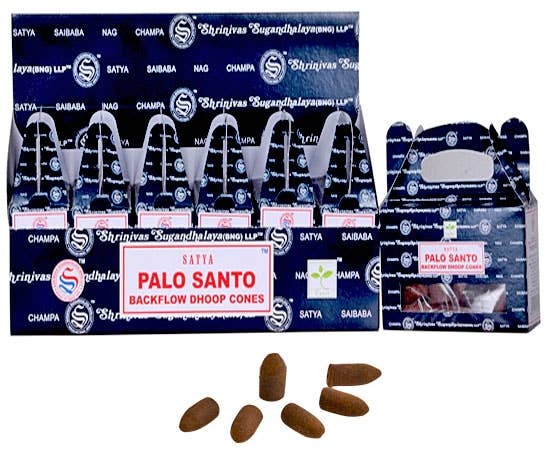 Satya Palo Santo Backflow Incense Cones - 24 Cones Pack 6 P