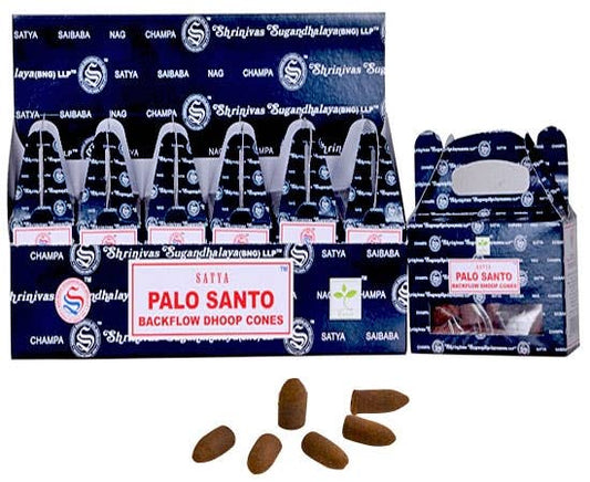 Satya Palo Santo Backflow Incense Cones - 24 Cones Pack 6 P