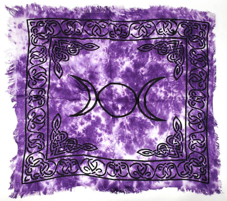 Triple Moon Altar Cloth with fringe 18 x18 "