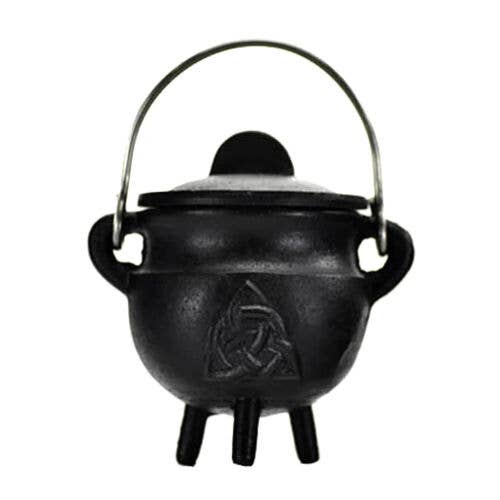 TRIQUETRA Cast Iron Cauldron with Lid 2.5"D 4.25"H