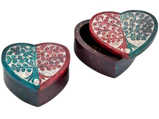 2 Pieces Heart Tree of Life Carved Box Set in Multicolor - 3