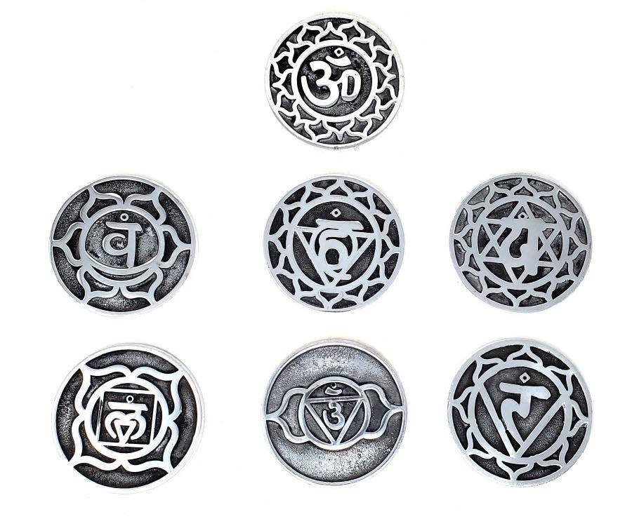 7 Chakra Design Metal Incense Burner Set ( 7 pcs)