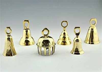 1 Set of 6 Pieces Assorted Brass Bells Set - 3"H