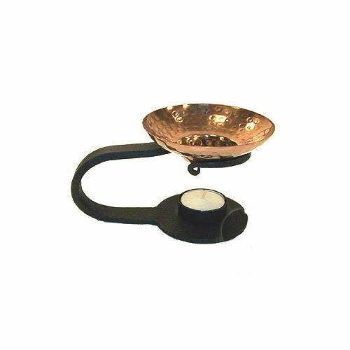 Aroma Lamp Cast Iron with Copper Bowl - 3"H, 6"L