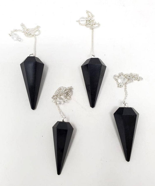 Black Obsidian Gemstone Pendulum with Chain(4PACK)