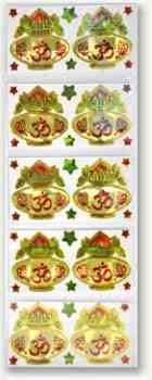 Om Symbol in Red, Green & Gold Sticker - 2.75" x 2.75" (10 P